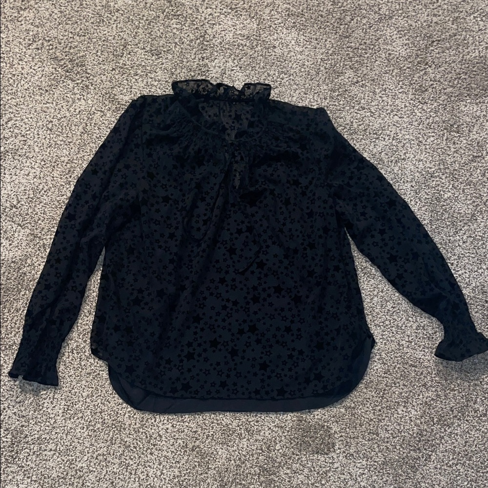 Elegant Black Star Lace Women's Top